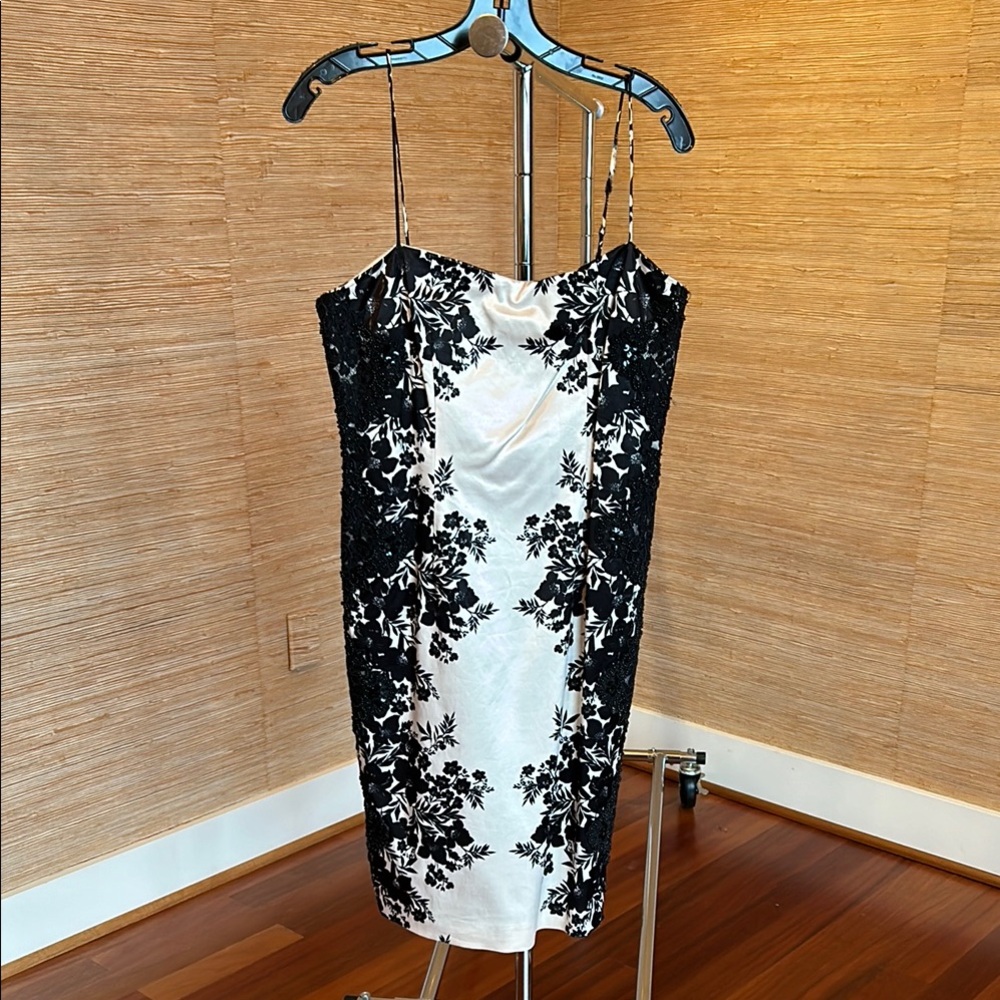 Rickie Freeman for Teri Jon Black and White Floral Dress